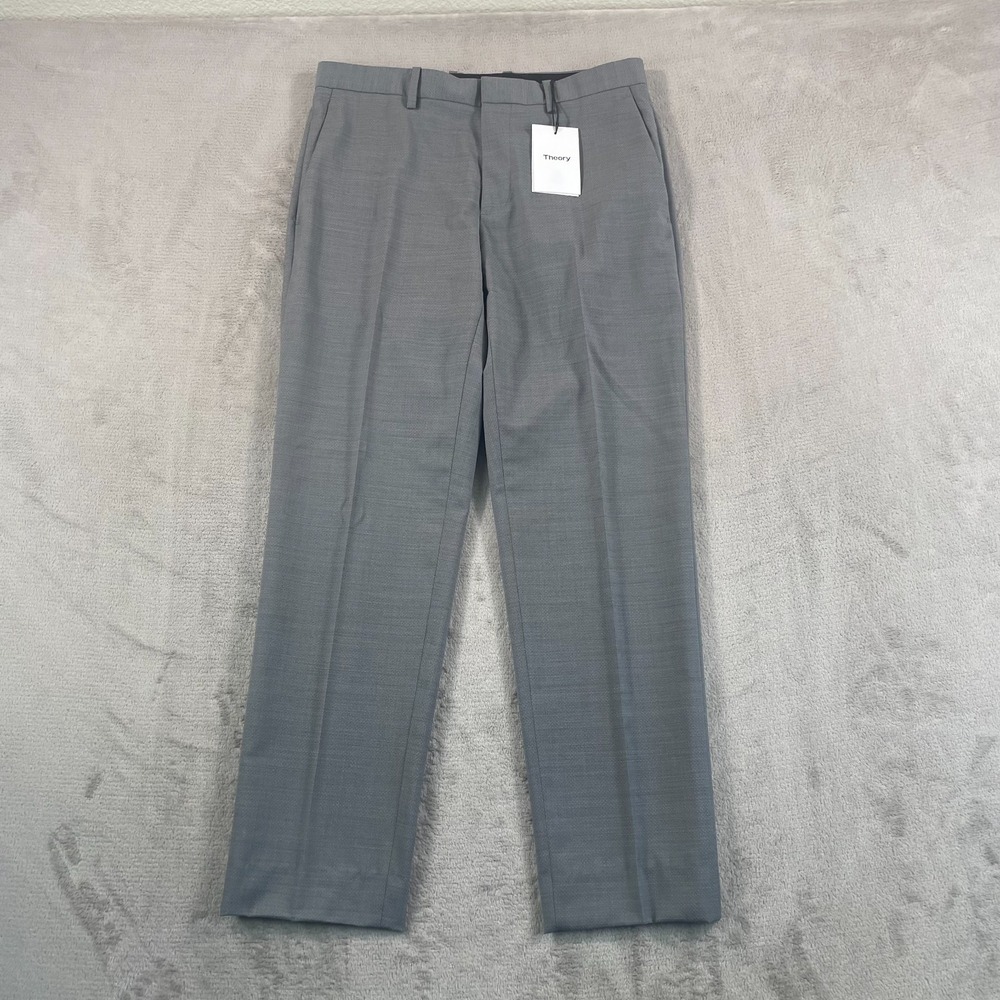 Theory Mayer Trouser Pants Men 30x28 Grey Wool Blend Slim‎ Leg Preppy NWT $295